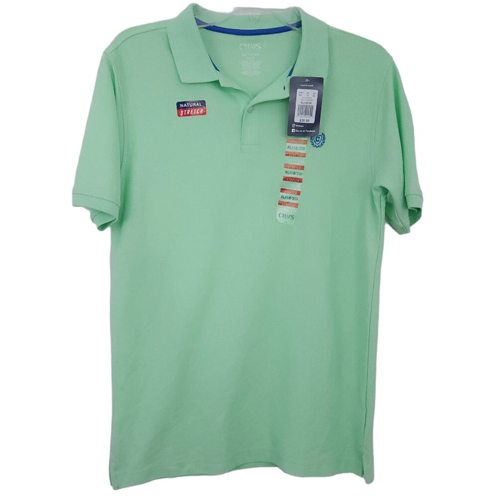 NEW Chaps Polo Size 18/20 XL Boys Kids Short Sleeve Shirt Green Casual Top